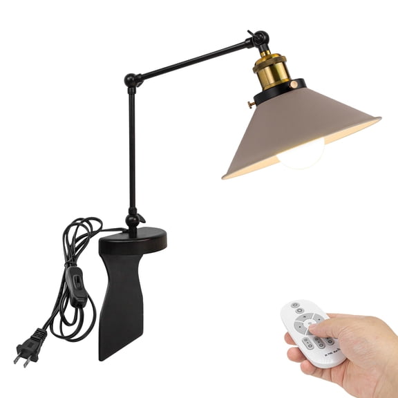 Kiven Headboard Reading Light, Dimmable LED Book Reading Lamp, Modern Nightstand Lamp with Adjustable Swing Arm, 8.2ft Cord, Remote Control for Reading Bedside Side Table Desk, Khaki
