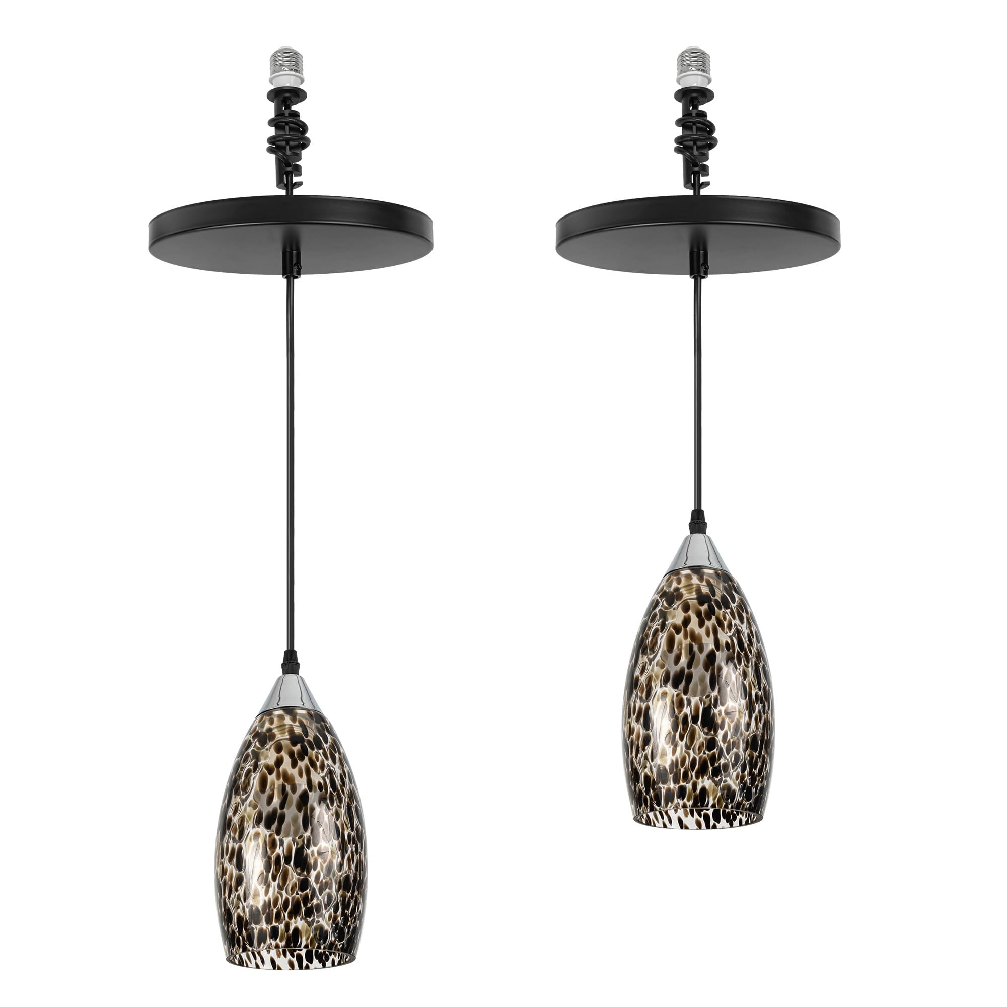 Kiven Instant Light Conversion Kit for 4/5/6inch Hole, 2 PackArt Glass  Farmhouse Lighting Recessed Can Light Conversion Kit to Pendant with E26 ..., image size:2000x2000