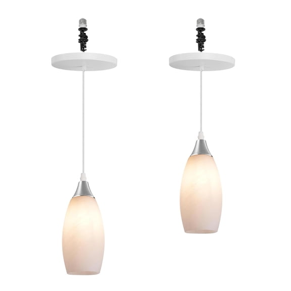 Kiven Instant Light Conversion Kit for 4/5/6inch Hole, 2 PackArt Glass Farmhouse Lighting Recessed Can Light Conversion Kit to Pendant with E26 Screw-in Adapter for Kitchen Living Hallway TB3232-E