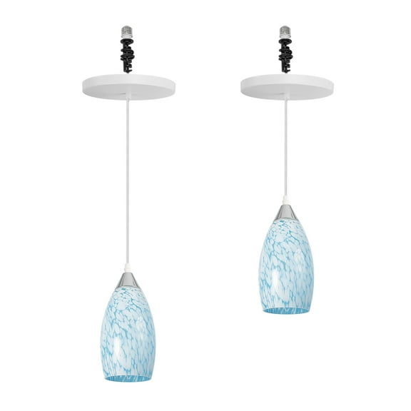 Kiven Instant Light Conversion Kit for 4/5/6inch Hole, 2 PackArt Glass Farmhouse Lighting Recessed Can Light Conversion Kit to Pendant with E26 Screw-in Adapter for Kitchen Living Hallway DZ0508