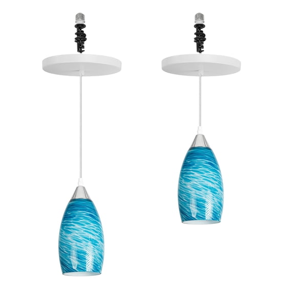 Kiven Instant Light Conversion Kit for 4/5/6inch Hole, 2 PackArt Glass Farmhouse Lighting Recessed Can Light Conversion Kit to Pendant with E26 Screw-in Adapter for Kitchen Living Hallway TB3232-H