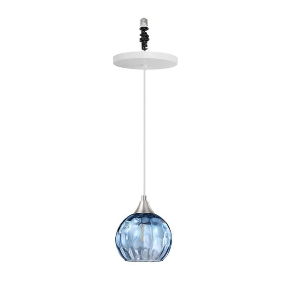 Kiven Instant Light Conversion Kit for 4/5/6inch Hole,Blue Glass Farmhouse Lighting Recessed Can Light Conversion Kit to Pendant with E26 Screw-in Adapter for Kitchen Island Living Hallway TB3277