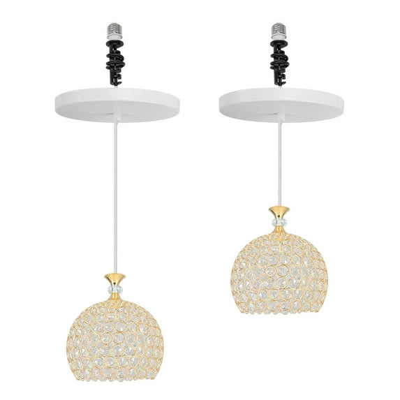 Kiven Instant Light Conversion Kit for 4/5/6inch Hole,Gold Crystal Farmhouse Lighting Recessed Can Light Conversion Kit to Pendant with E26 Screw-in Adapter for Kitchen Living, Set of 2 TB0295