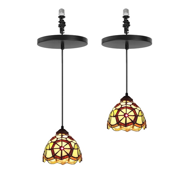 Kiven Instant Light Conversion Kit for 4/5/6inch Hole,Tiffany Style Lighting Recessed Can Light Conversion Kit to Pendant with E26 Screw-in Adapter for Kitchen Living, Set of 2 TB2681