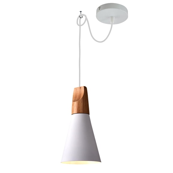 Kiven Iron Pendant Light Fixture 1 Pack, High Ceiling Compatible Pendant Lighting with 9.84FT Wire, Modern Hardwire Pendant Lighting for Bedroom Kitchen Island Farmhouse Home Decor, White