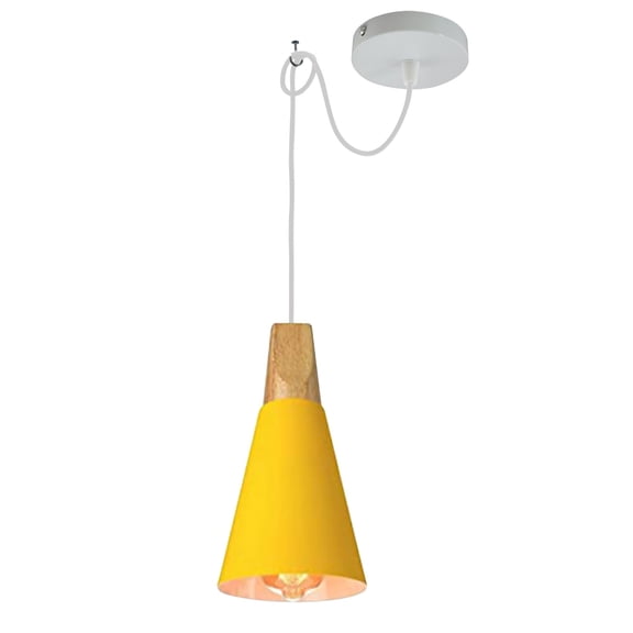Kiven Iron Pendant Light Fixture 1 Pack, High Ceiling Compatible Pendant Lighting with 9.84FT Wire, Modern Hardwire Pendant Lighting for Bedroom Kitchen Island Farmhouse Home Decor, Yellow