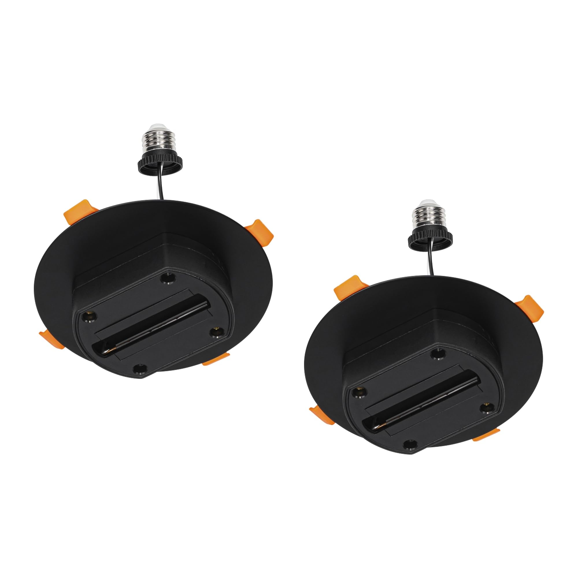 Kiven J Track Lighting Rails Kit for 4/5/6 inch Hole, 2-Wire-1 120V J Style Track System with End Caps,2 Pack Convert Recessed Light to Track System for LED Track Light Heads Picture Light PJ0974