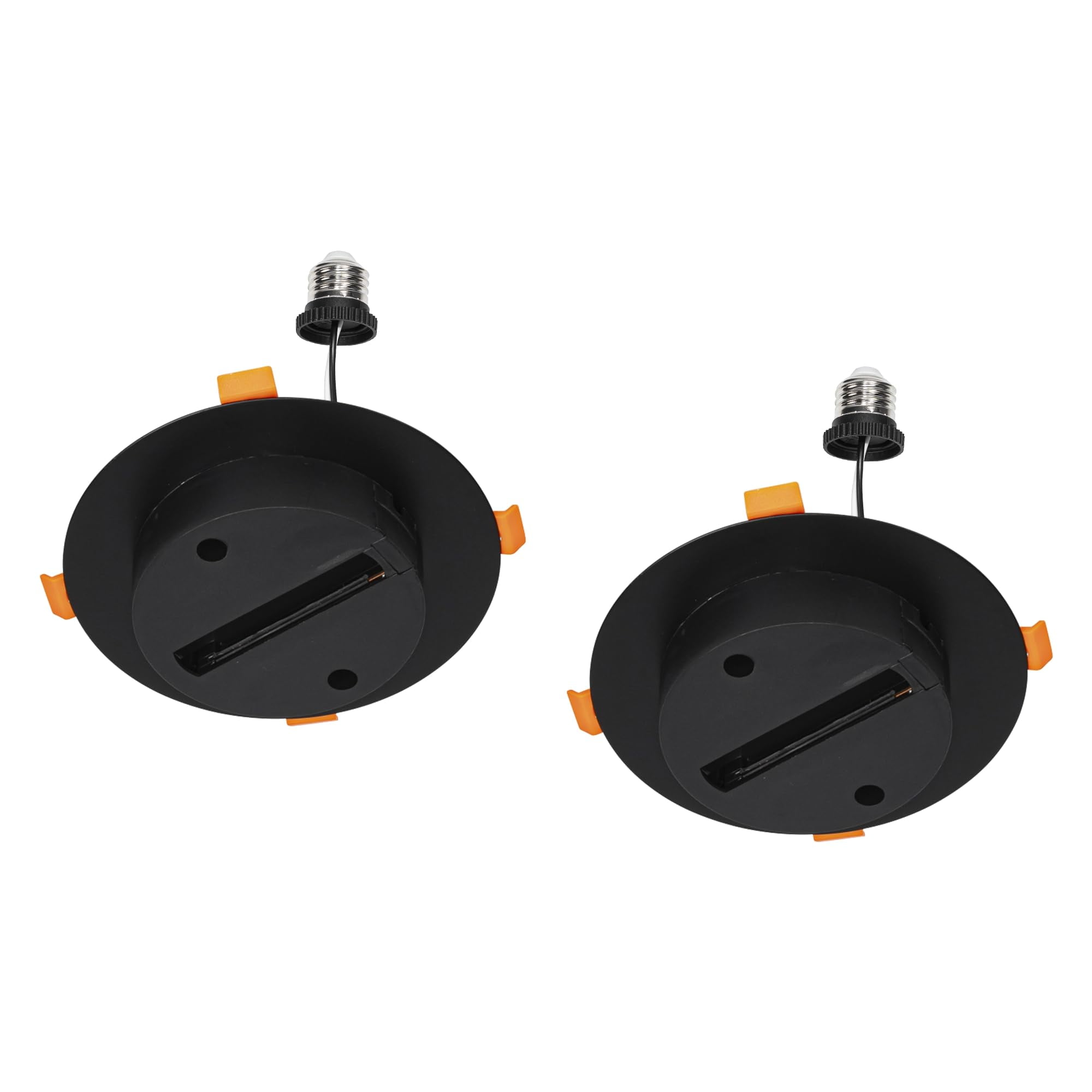 Kiven J Track Lighting Rails Kit for 4/5 inch Hole, 2-Wire-1 120V J Style Track System with End Caps,2 Pack Convert Recessed Light to Track System for LED Track Light Heads Picture Light PJ0975