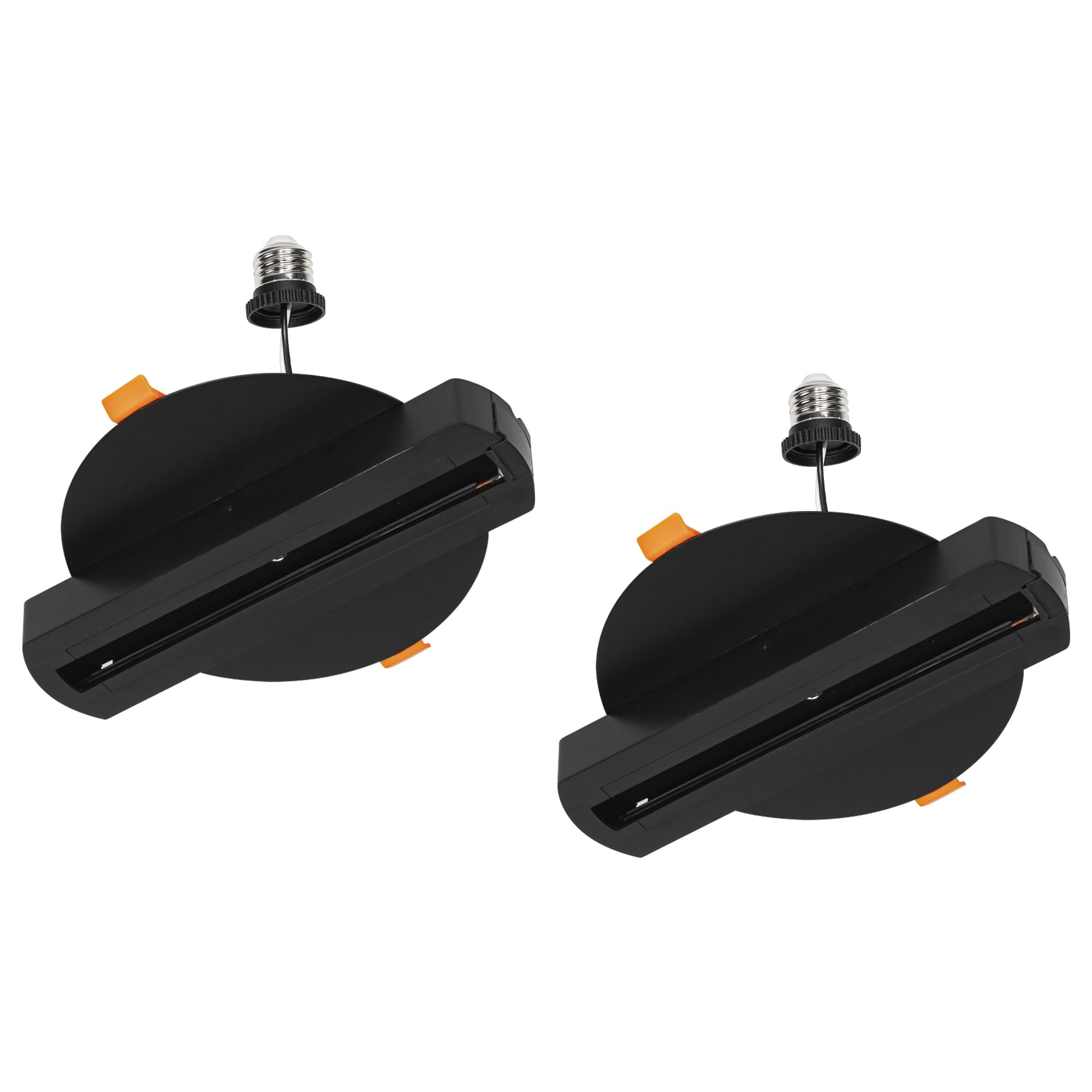 Kiven J Track Lighting Rails Kit for 4/5 inch Hole, 2-Wire-1 120V J Style Track System with End Caps,2 Pack Convert Recessed Light to Track System for LED Track Light Heads Picture Light PJ0976
