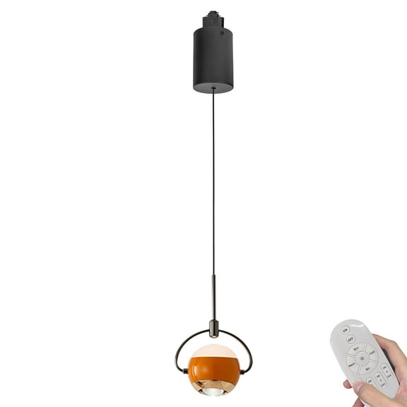 Kiven J-Type LED Track Lighting, 1-Light Modern Juno Track Pendant Light,Dimmable J Track Light Pedant Adjustable Length for Bedroom Kitchen Island Shop,Orange Finish TB3056