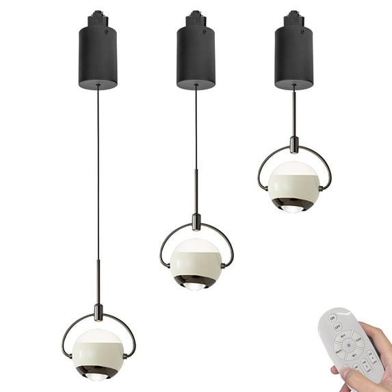 Kiven J-Type LED Track Lighting, 3-Light Modern Juno Track Pendant Light,Dimmable J Track Light Pedant Adjustable Length for Bedroom Kitchen Island Shop,White Finish TB3056