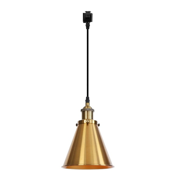 Kiven J-Type Track Lighting, 1-Light Modern Juno Track Pendant Light with Metal Lampshade, J Track Light Pedant for Kitchen Island Home Shop, Cord length 39.4",Brass Finish
