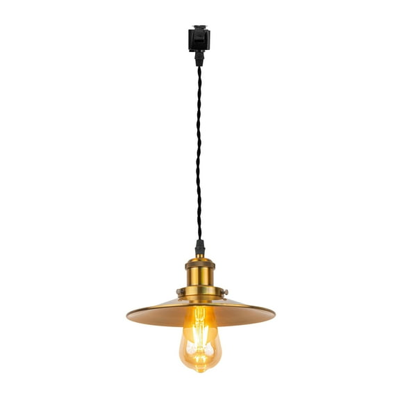 Kiven J-Type Track Lighting, 1-Light Modern Juno Track Pendant Light with Metal Lampshade,Cord length 39.4",Gold Finish