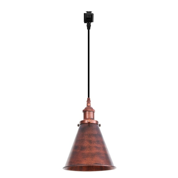 Kiven J-Type Track Lighting, 1-Light Modern Juno Track Pendant Light with Metal Lampshade, J Track Light Pedant, Cord length 39.4",Rusty Red Finish