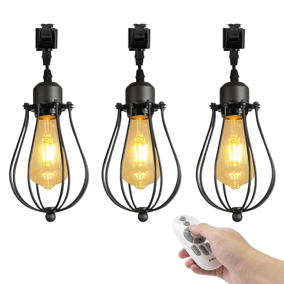 Kiven J-Type Track Lighting, 3-Light Industrial Juno Track Pendant Light,Dimmable J Track Light Pedant for Bedroom Kitchen Island Bar, Cord length 12"