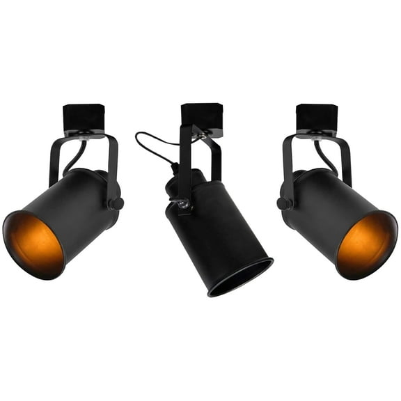 Kiven J-Type Track Lighting, 3-Light Vintage Juno Track Light Head with Adjustable Light Arm for Kitchen Island Cafe Bedroom