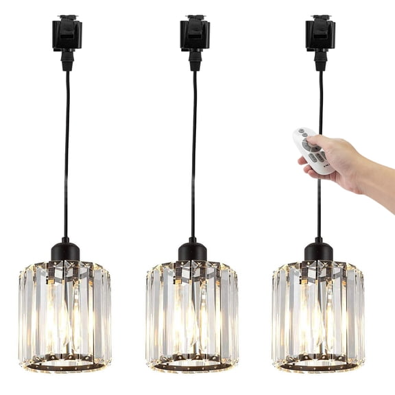 Kiven J-Type Track Lighting, 3-Light modern Juno Track Pendant Light,Dimmable J Track Light Pedant for Bedroom Kitchen Island Bar, Cord length 39.4"