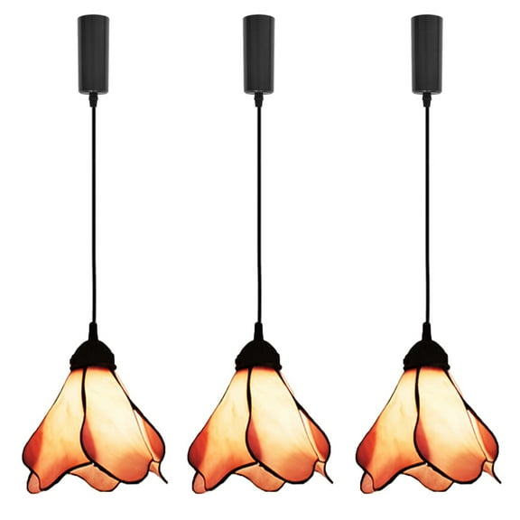 Kiven J-Type Track Lighting Fixture,Adjustable Length,Tiffany Acrylic Juno Track Pendant Light, 3 Lights(Red)