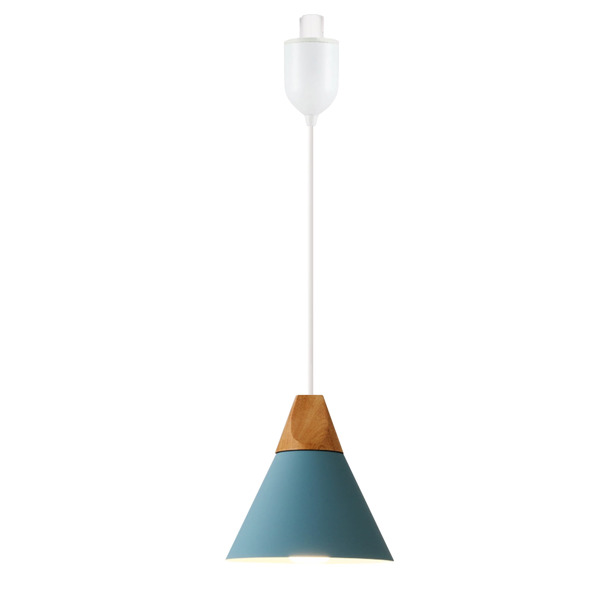 Kiven J-Type Track Lighting Light fixture, Blue Modern Metal Juno Track Pendant Light with Built-in Cable Wrapper, Adjustable Length for Bedroom Kitchen Home Lighting, 1-Light