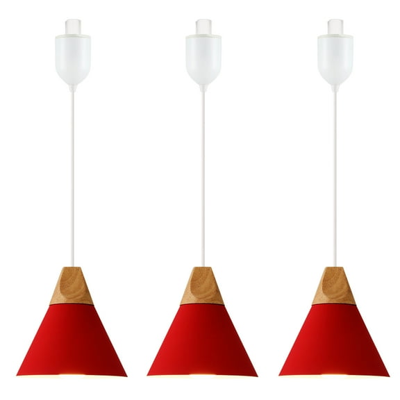 Kiven J-Type Track Lighting Light fixture, Red Modern Metal Juno Track Pendant Light with Built-in Cable Wrapper, Adjustable Length for Bedroom Kitchen Home Lighting, 3-Light