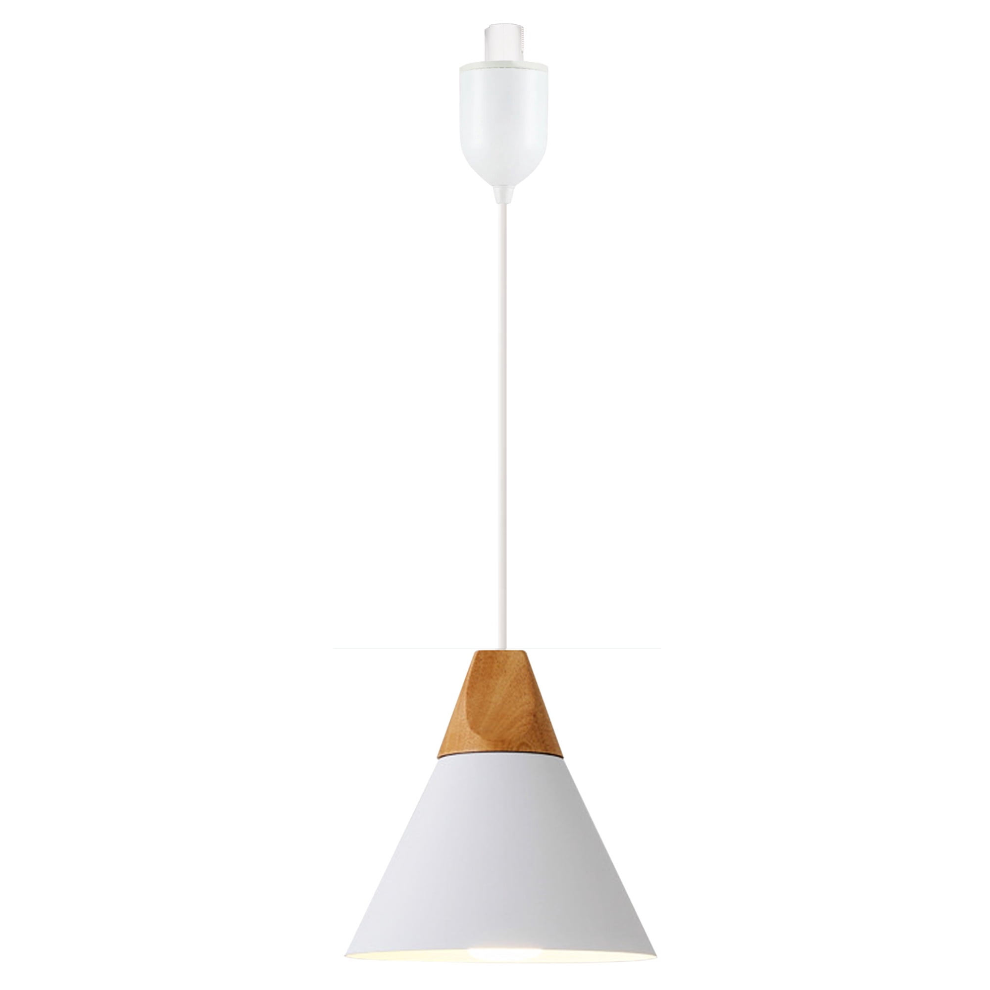 Kiven J-Type Track Lighting Light fixture, White Modern Metal Juno Track Pendant Light with Built-in Cable Wrapper, Adjustable Length for Bedroom Kitchen Home Lighting, 1-Light