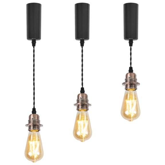Kiven J-Type track lighting pendant Adjustable Length,Industrial J track pendant lights with Aluminum Holder,3-Light Track Lighting Fixture for Kitchen Island Hallway Restaurant,Copper Red