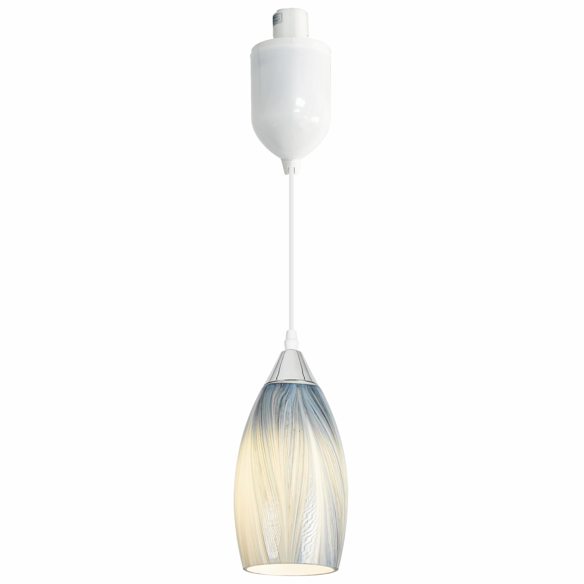 Kiven 3-Light J-Type Track Pendant Lighting – Adjustable Height, Frosted Glass Shades, Brown Finish, For Kitchen & Dining