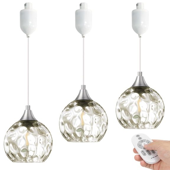 Kiven J-Type track lighting pendants Dimmable,Modern J track pendant lights with Amber Glass Globe,Decorative Track Lighting Fixture Adjustable Height for Kitchen Hallway Restaurant Shop(3-Light)