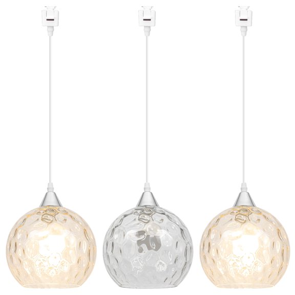 Kiven Juno track lighting pendants,3-Light Modern J track pendant lights with Art Glass Lampsade,Decorative Track Lighting Fixture for Kitchen Island Hallway TB3602