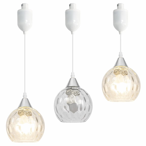Kiven Juno track lighting pendants Adjustable Height,3-Light Modern Glass J track pendant lights ,Decorative Track Lighting Fixture for Hallway Kitchen Island TB3602