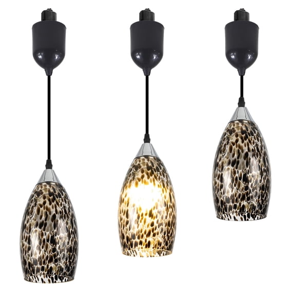 Kiven Juno track lighting pendants Adjustable Height,3-Light Modern Glass J track pendant lights ,Decorative Track Lighting Fixture for Hallway Kitchen Island DZ0502