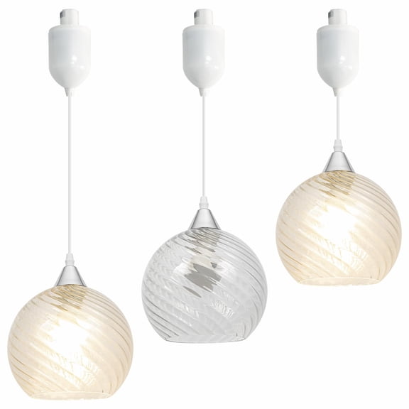 Kiven Juno track lighting pendants Adjustable Height,3-Light Modern Glass J track pendant lights ,Decorative Track Lighting Fixture for Hallway Kitchen Island TB3601