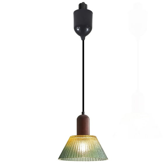 Kiven L Style 2-Wire Track Lighting Pendants,Farmhouse L Track Pendant Lights with Green Glass Shade,Decorative Track Lighting Fixture Adjustable Height for Restaurant Shop Kitchen Hallway(1-Light)