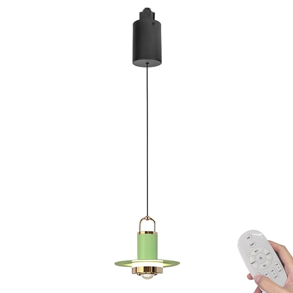 Kiven L-Type LED Track Lighting, 1-Light Modern L Track Pendant Lights,Dimmable L Track Light Pedant Adjustable Length for Bedroom Kitchen Island Shop,Green Finish TB3055