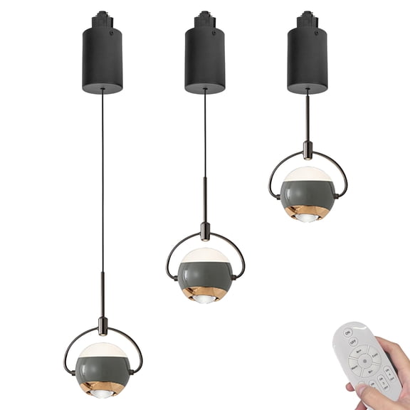 Kiven L-Type LED Track Lighting, 3-Light Modern L Track Pendant Lights,Dimmable L Track Light Pedant Adjustable Length for Bedroom Kitchen Island Shop,Green Finish TB3056
