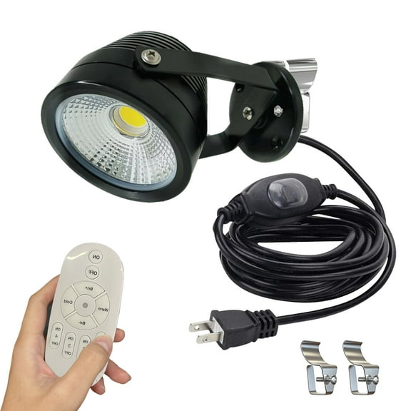 Kiven LED Indoor/Outdoor Waterproof Spotlight with Vinly Siding Hooks and Remote Control, Dimmable Porch Light with 9.84 FT Plug-in Cord, 7 Watts