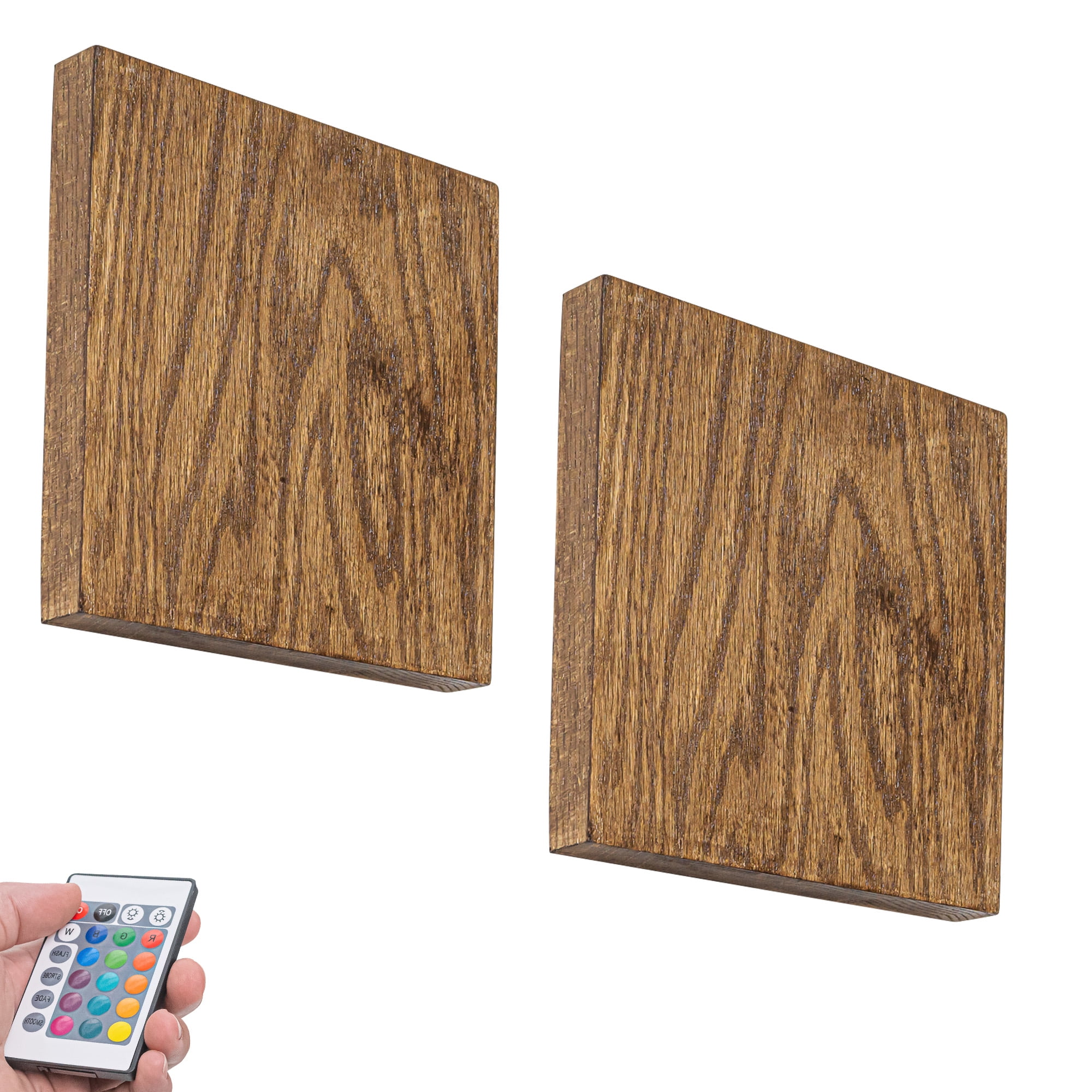 Kiven Led Wooden Wall Lamp, Battery Operated Wall Lights with RGB Mode ...