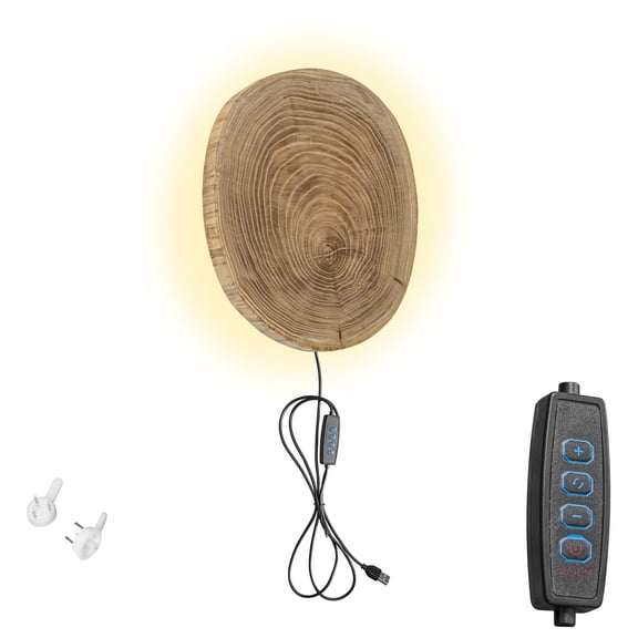 Kiven Led Wooden Wall Lamp, Plug-in Wall Lights with Dimmer Switch & 3 Color Modes,Single Modern Corner Lights