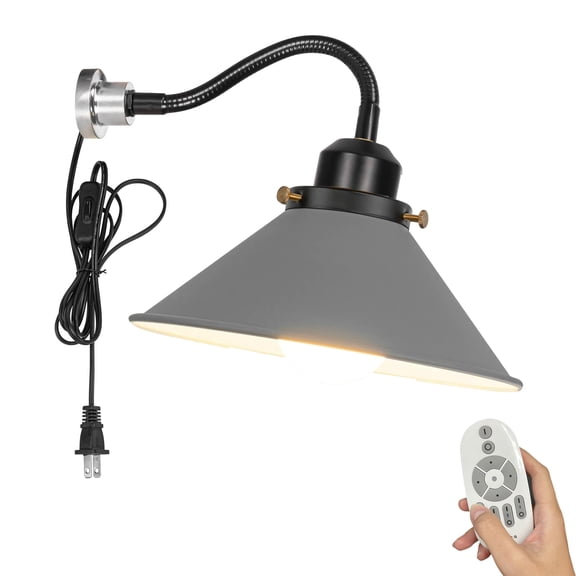 Kiven Magnetic Base Light, Adjustable Magnetic Wall Light with 3 Color Modes,Grey Dimmable Reading Lamp E26 Socket for Metal Shelf Hallway Office Bedside BD0173