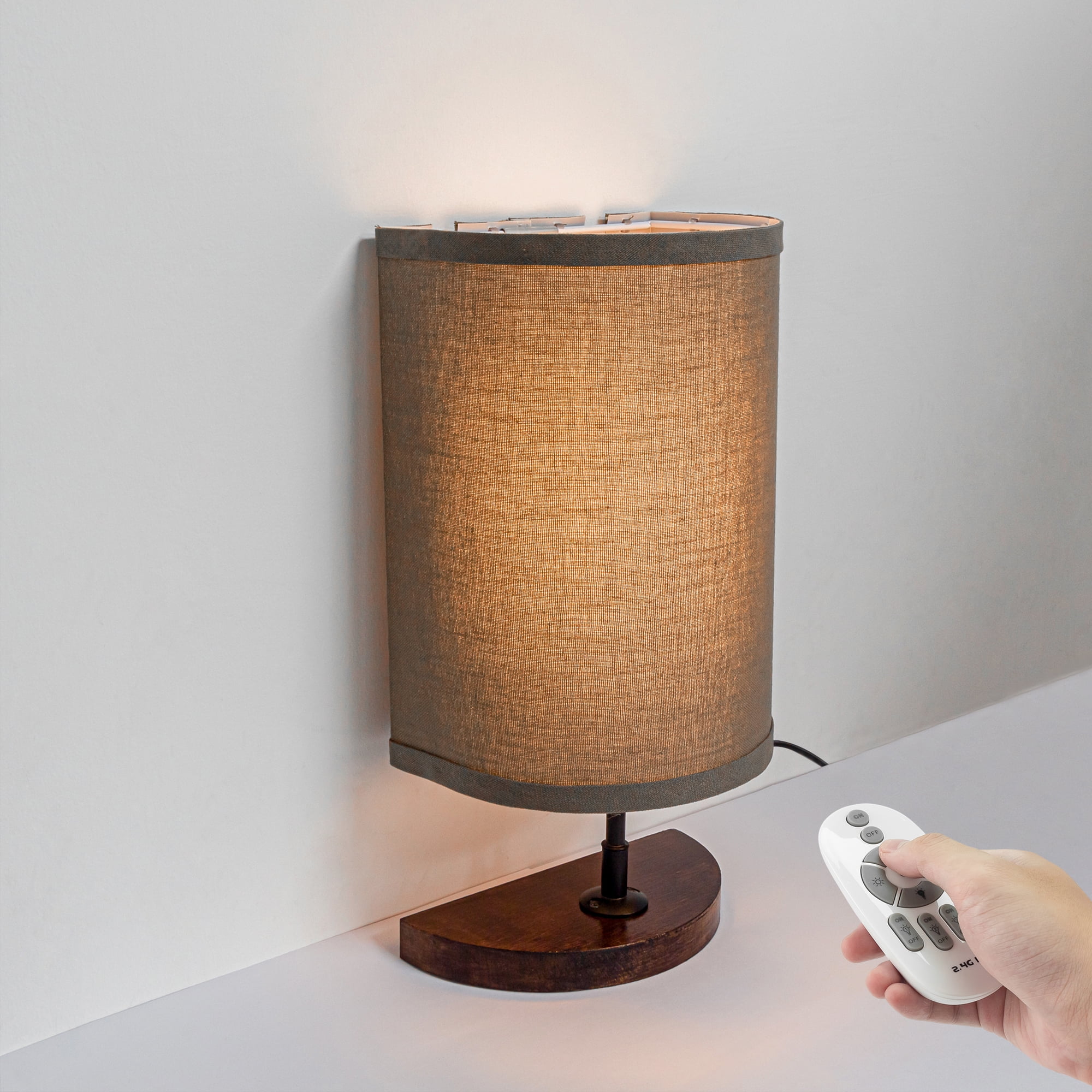 Kiven Modern Plug in Table Lamp, 1Light Dimmable Desk Lamp with Fabric