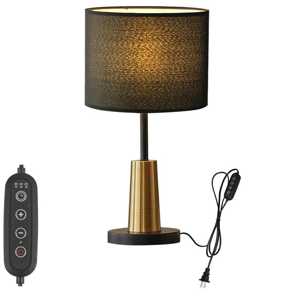Kiven Modern Plug in Table Lamp, Dimmable Desk Lamp with White Fabric Lampshade with Timing Setting