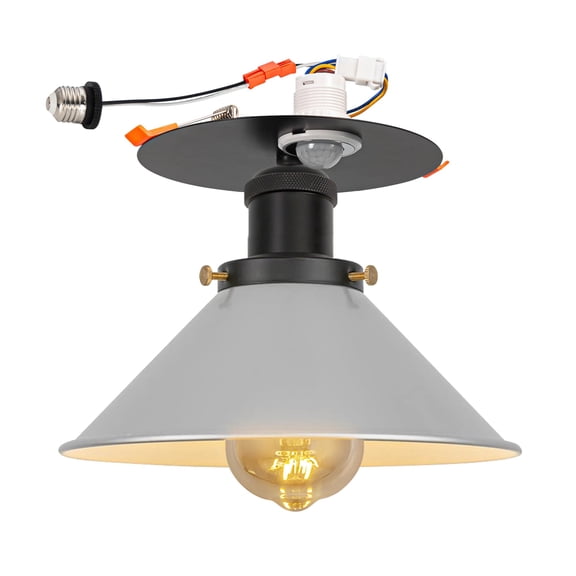 Kiven Motion Sensor Can Lights Retrofit Recessed Lighting with E26 Power Outlet Adapter, 4/5/6 Inch Replacement Conversion Kit, Farmhouse Recessed Lighting for Hallway Kitchen,Silver BD0173