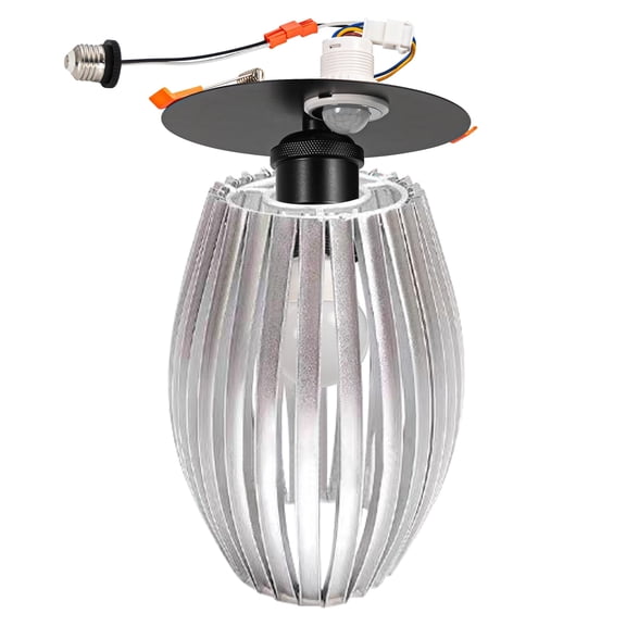 Kiven Motion Sensor Can Lights Retrofit Recessed Lighting with E26 Power Outlet Adapter, 4/5/6 Inch Replacement Conversion Kit, Farmhouse Recessed Lighting for Hallway Kitchen,Silver TB3323