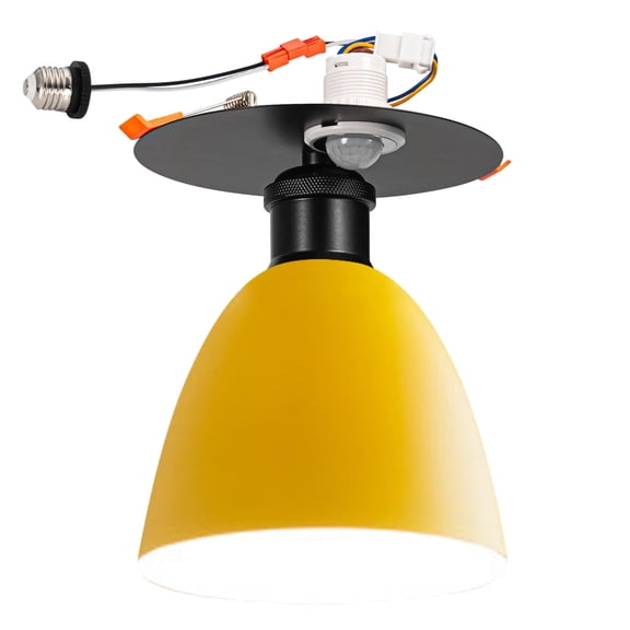 Kiven Motion Sensor Can Lights Retrofit Recessed Lighting with E26 Power Outlet Adapter, 4/5 Inch Replacement Conversion Kit, Farmhouse Recessed Lighting for Hallway Kitchen,Yellow TB1649
