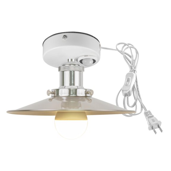 Kiven Motion Sensor Ceiling Light, Motion Activated Plug-in Ceiling lamp, Modern Iron Motion Lights, Adjustable Delay Time for Laundry Bathroom Stair Hallway,Chrome Finish