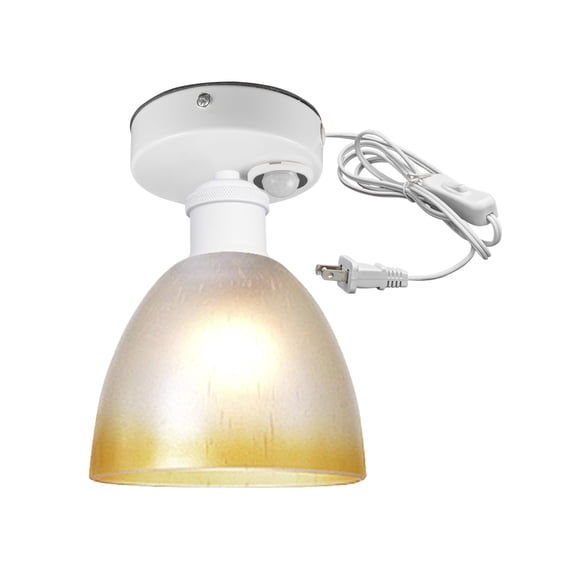 Kiven Motion Sensor Ceiling Light, Motion Activated Plug-in Ceiling lamp, Modern Motion Lights with Glass Globe, Adjustable Delay Time for Laundry Bathroom Stair Hallway,White Socket