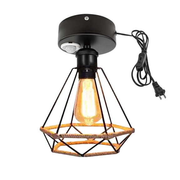 Kiven Motion Sensor Ceiling Light, Motion Activated Plug-in Ceiling lamp with E26 Socket, Industrial Motion Lights, Adjustable Delay Time for Laundry Bathroom Hallway DZ0403