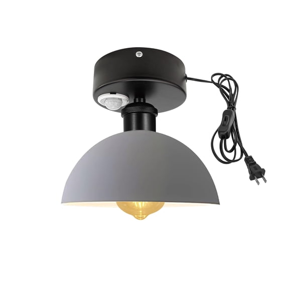 Kiven Motion Sensor Ceiling Light, Motion Activated Plug-in Ceiling lamp with E26 Socket, Industrial Motion Lights, Adjustable Delay Time for Laundry Bathroom Hallway DZ0440