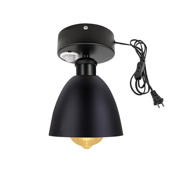 Kiven Motion Sensor Ceiling Light, Motion Activated Plug-in Ceiling lamp with E26 Socket, Industrial Motion Lights, Adjustable Delay Time for Laundry Bathroom Hallway DZ0434