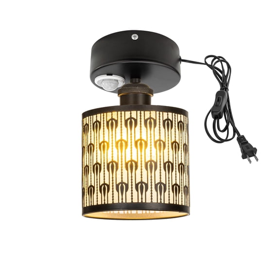 Kiven Motion Sensor Ceiling Light, Motion Activated Plug-in Ceiling lamp with E26 Socket, Industrial Motion Lights, Adjustable Delay Time for Laundry Bathroom Hallway DZ0477B